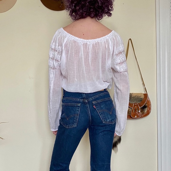 SOLD White Romanian Embroidered Blouse Vintage - Picture 7 of 15